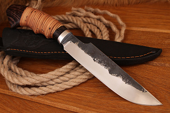 Нож "Таёжный" 95х18. Рукоять береста, венге.